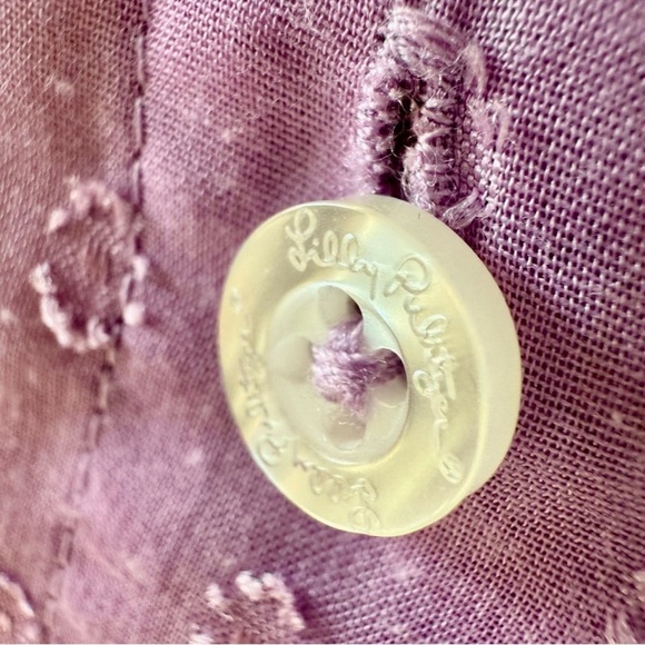 Lilly Pulitzer Swiss Dot Flutter Sleeve Lavender Top - Picture 7 of 7